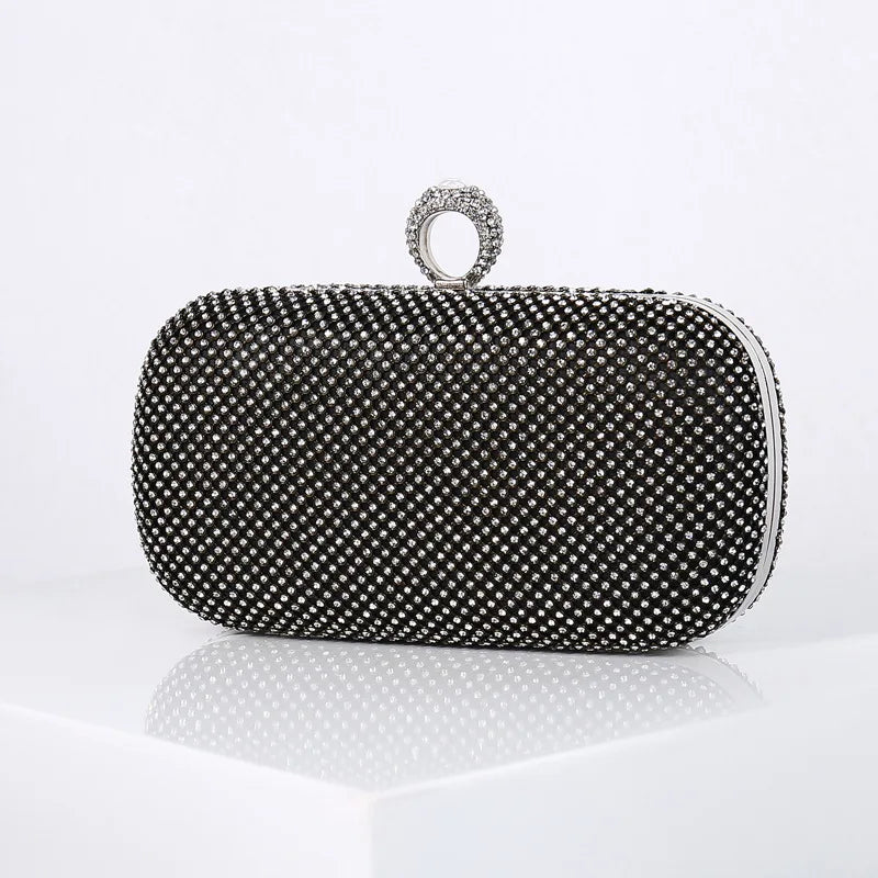 Rhinestones Women Clutch Bags Finger Rings Evening Bags Vintage Wedding Bridal
