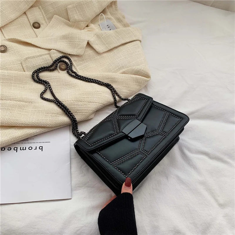 Rivet Chain Small Crossbody Bags for Women Shoulder Messenger Lady Handbags Bag