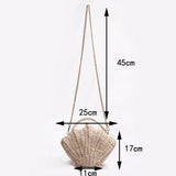 Shell-Shaped Rattan Woven Messenger Bag