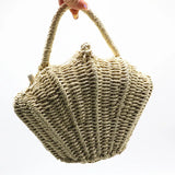 Shell-Shaped Rattan Woven Messenger Bag