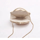 Shell-Shaped Rattan Woven Messenger Bag