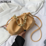 Shoulder Bag Thick Chains Dumpling Clip Purse Bag Women Cloud Underarm Clutch