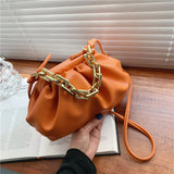 Shoulder Bag Thick Chains Dumpling Clip Purse Bag Women Cloud Underarm Clutch
