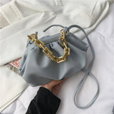 Shoulder Bag Thick Chains Dumpling Clip Purse Bag Women Cloud Underarm Clutch