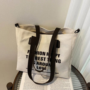 Canvas Tote Bag Women Shopper Shoulder Bag Large Capacity Crossbody Handbag