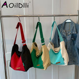 Canvas Tote Bag Women Shopper Shoulder Bag Solid Large Capacity Crossbody Bags