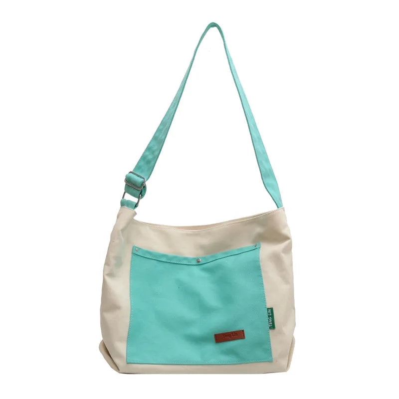 Canvas Tote Bag Women Shopper Shoulder Bag Solid Large Capacity Crossbody Bags