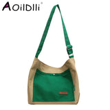 Canvas Tote Bag Women Shopper Shoulder Bag Solid Large Capacity Crossbody Bags