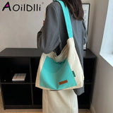 Canvas Tote Bag Women Shopper Shoulder Bag Solid Large Capacity Crossbody Bags