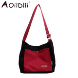 Canvas Tote Bag Women Shopper Shoulder Bag Solid Large Capacity Crossbody Bags