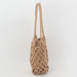 Retro Beach Bucket Handbag Hollow Cotton Thread Net Pocket