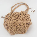 Retro Beach Bucket Handbag Hollow Cotton Thread Net Pocket
