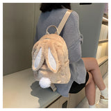 Silkworm Girl Plush Backpack Rabbit Ear Funny Big Capacity