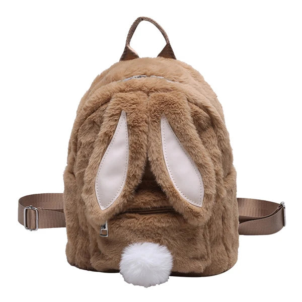 Silkworm Girl Plush Backpack Rabbit Ear Funny Big Capacity