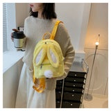 Silkworm Girl Plush Backpack Rabbit Ear Funny Big Capacity