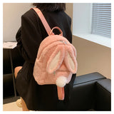 Silkworm Girl Plush Backpack Rabbit Ear Funny Big Capacity