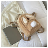 Silkworm Girl Plush Backpack Rabbit Ear Funny Big Capacity