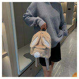 Silkworm Girl Plush Backpack Rabbit Ear Funny Big Capacity