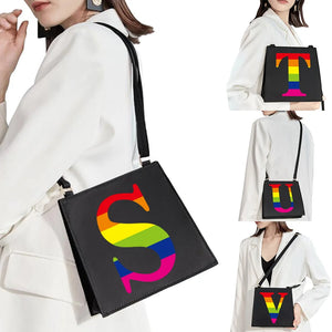 Square Letter Pattern Commuter Bag Woman Shoulder Evening Handbag