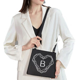 Square Bag with Initial Letter Pattern - Women's Commuter Shoulder Bag Handbag