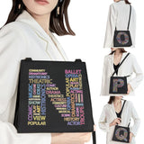 Initial Letter Pattern Square Commuter Bag for Women