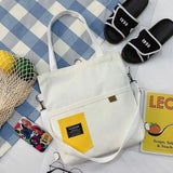 Japanese Literary Shoulder Bag Canvas Bear Print Handbag