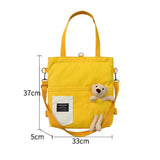 Japanese Literary Shoulder Bag Canvas Bear Print Handbag