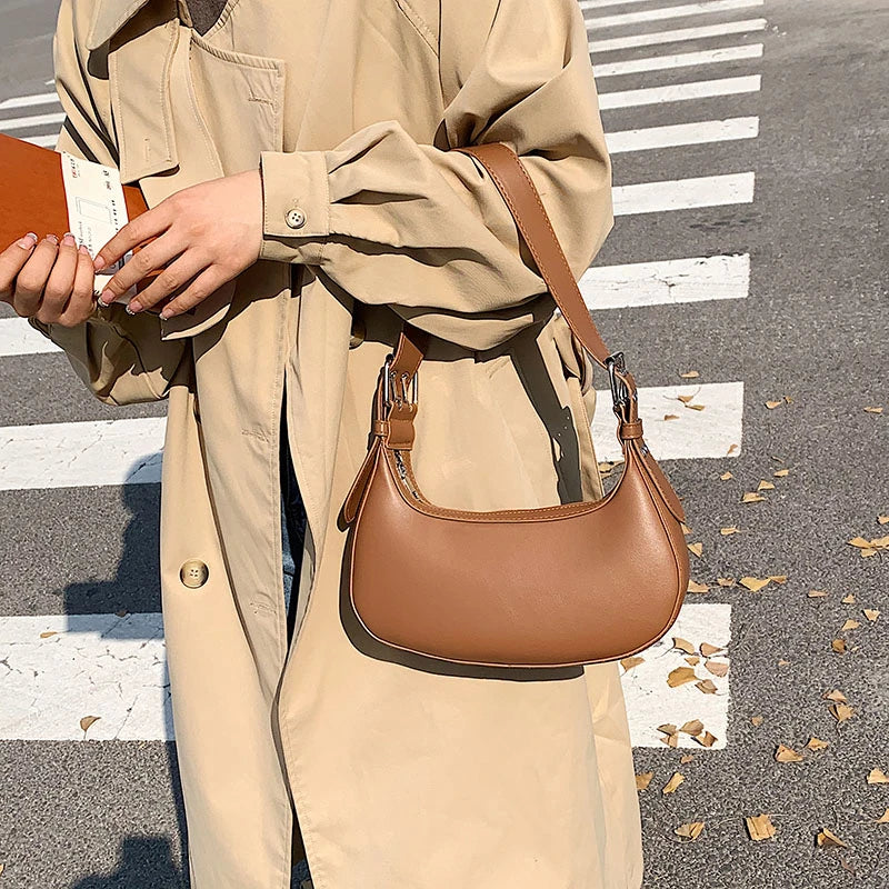 Small Armpit Shoulder Bag Solid Retro Women Hobos Handbag
