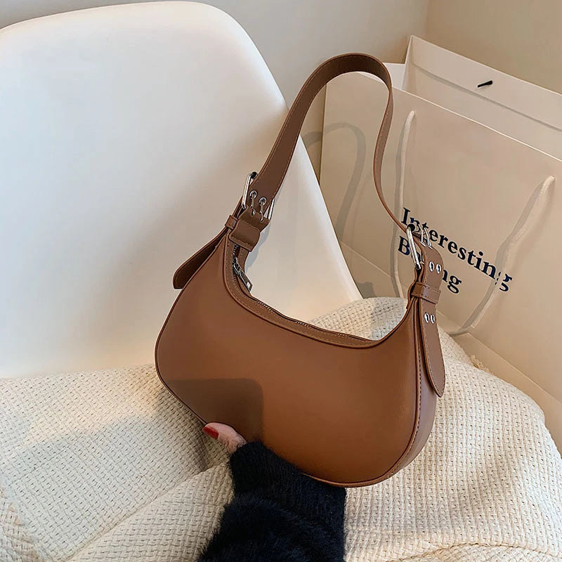 Small Armpit Shoulder Bag Solid Retro Women Hobos Handbag