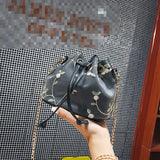 Embroidered Bucket Bag Chain Shoulder Small Fresh Messenger Bag