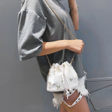 Embroidered Bucket Bag Chain Shoulder Small Fresh Messenger Bag