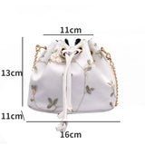 Embroidered Bucket Bag Chain Shoulder Small Fresh Messenger Bag