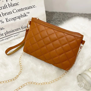 Small Messenger Bag Women Lingge Embroidery Handbag Chain Shoulder Crossbody