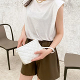 Small Messenger Bag Women Lingge Embroidery Handbag Chain Shoulder Crossbody