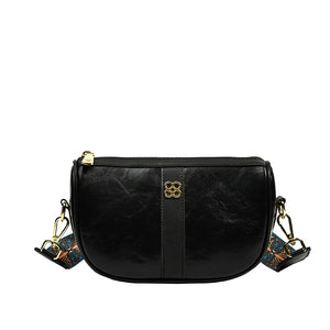 Women's Leather Shoulder Bag Wide Strap Crossbody Phone Purse