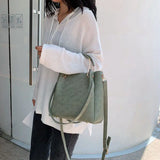 Stone Pattern PU Leather Bucket Bag Lady Handbag Totes