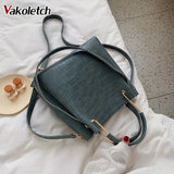 Stone Pattern PU Leather Bucket Bag Lady Handbag Totes
