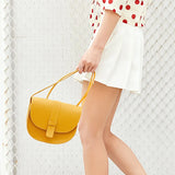 Small Women Purse Shell Shoulder Messenger Bag PU Leather Solid Yellow Crossbody