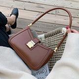 PU Leather Shoulder Bag Women Lock Handbag Small Travel Hand Bag