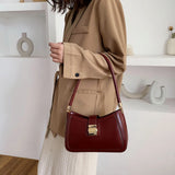 PU Leather Shoulder Bag Women Lock Handbag Small Travel Hand Bag