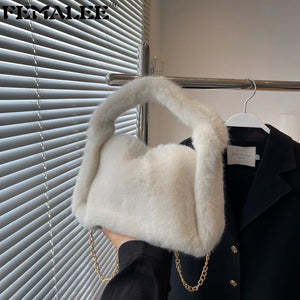 Faux Fur Tote Bag Winter Plush Shoulder Crossbody Bags