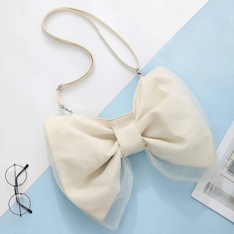 Spring Summer Japanese Bow Canvas Messenger Bag