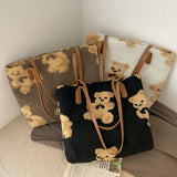Lamb Plush Bear Bag Women Shoulder Bags Large Capacity Tote Bag All-match Hot