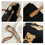 Lamb Plush Bear Bag Women Shoulder Bags Large Capacity Tote Bag All-match Hot