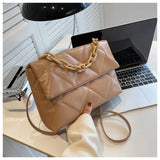 Spring Chain Women Shoulder Bag Plaid Pu Leather Crossbody Bags