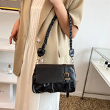 Spring Shoulder Bag with Knited Strap Fold Handbag
