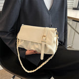Spring Shoulder Bag with Knited Strap Fold Handbag