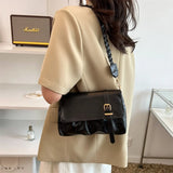 Spring Shoulder Bag with Knited Strap Fold Handbag