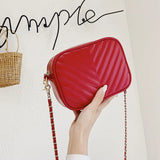 Solid PU Leather Crossbody Bag Chain Square Satchels Female Bag Shoulder Bag
