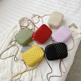 Solid PU Leather Crossbody Bag Chain Square Satchels Female Bag Shoulder Bag